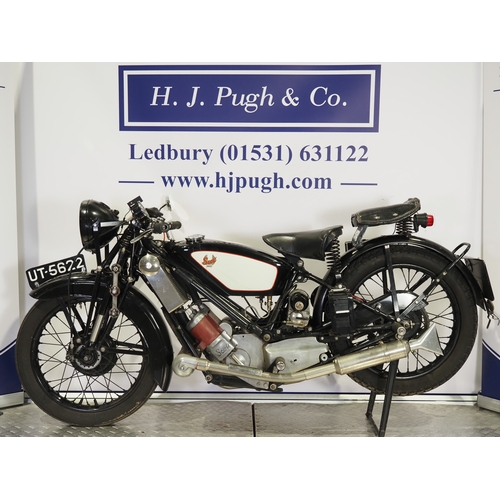 848 - Scott Flying Squirrel motorcycle. 1929. 498cc
Frame No. 3152
Engine No. FZ1620A
Engine turns over wi... 