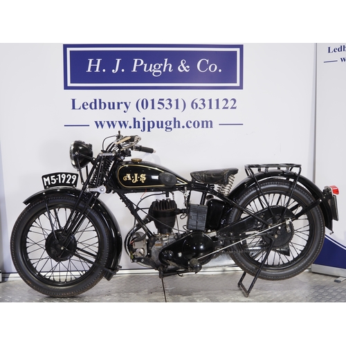 853A - AJS M5 motorcycle. 1929. 350cc
Frame No. M114427
Engine No. M5-114427
Runs and rides but will requir... 