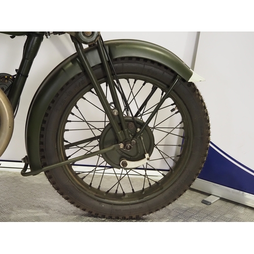 854 - BSA WM20 motorcycle. 1943. 591cc
Frame No. WM20.66457
Engine No. 3047
Runs and rides. This bike has ... 