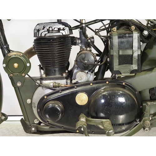 854 - BSA WM20 motorcycle. 1943. 591cc
Frame No. WM20.66457
Engine No. 3047
Runs and rides. This bike has ... 