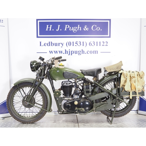 854 - BSA WM20 motorcycle. 1943. 591cc
Frame No. WM20.66457
Engine No. 3047
Runs and rides. This bike has ... 