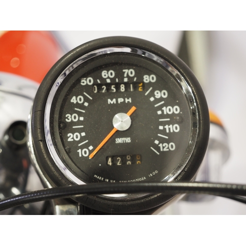854A - BSA B50T trail bike. 1971. 500cc
Frame No. B50T JG00386
Engine No. B50T JG00386
Runs and rides. This... 