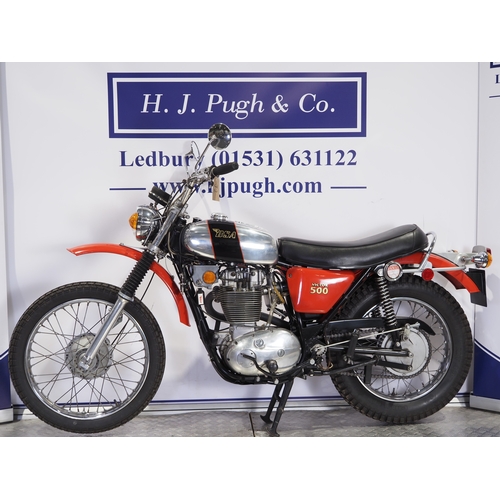 854A - BSA B50T trail bike. 1971. 500cc
Frame No. B50T JG00386
Engine No. B50T JG00386
Runs and rides. This... 