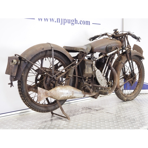 855 - Royal Enfield Model JL motorcycle project. 1930. 500cc
Frame No. 8810
Engine No. HS1140
Engine runs.... 
