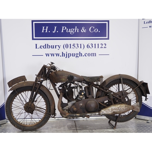 855 - Royal Enfield Model JL motorcycle project. 1930. 500cc
Frame No. 8810
Engine No. HS1140
Engine runs.... 