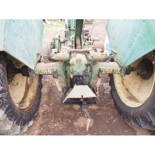 110 - John Deere B tractor. Petrol paraffin. Runs and drives. Fitted with hydraulic top cover, PTO and goo... 