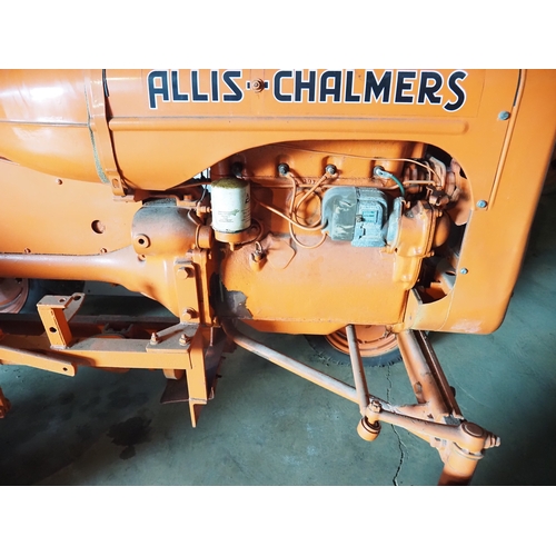 111 - Allis Chalmers B tractor. Petrol paraffin. Runs and drives. Fitted with PTO and good front tyres