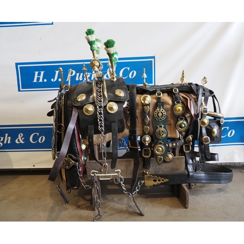 Full set of dewrated harnesses, numerous brasses, bells and plumes