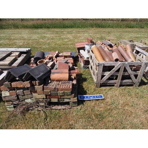 14 - Mixed red bricks, drain pipes, roof tiles, etc.