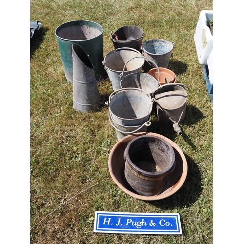 8 - Galvanised buckets, cans and pots
