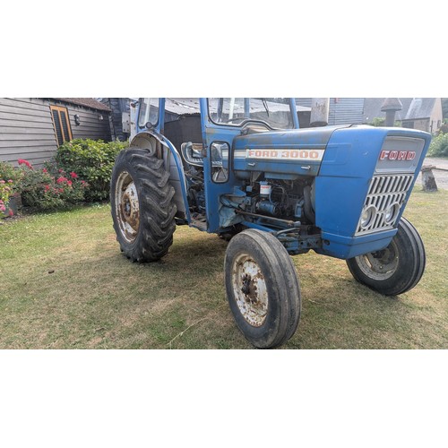 2000 - Ford 3000 tractor. Showing 2477 hours. Starts and runs in original condition. C/W doors. Stored for ... 