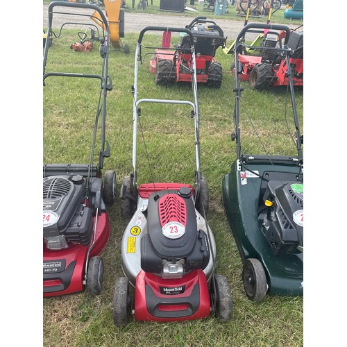 23 - Mountfield SP51H lawnmower c/w grassbag. Starts and runs