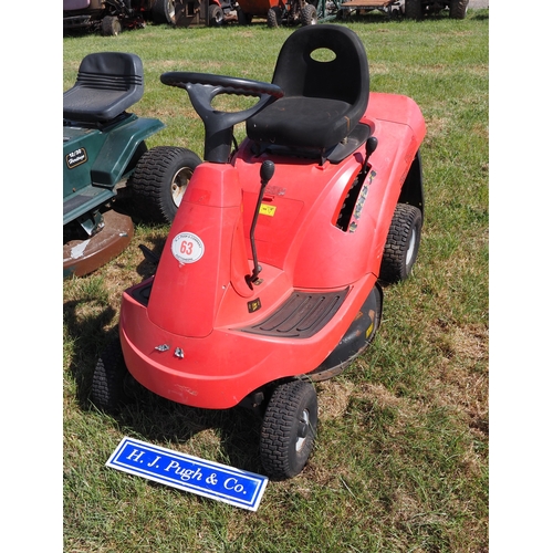63 - Ride on mower. Key in office