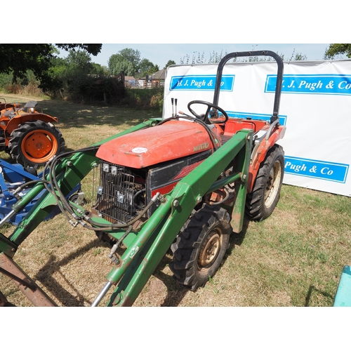 2010 - Mitsubishi MT170 4WD compact tractor with loader, bale spike and roll. Key in office