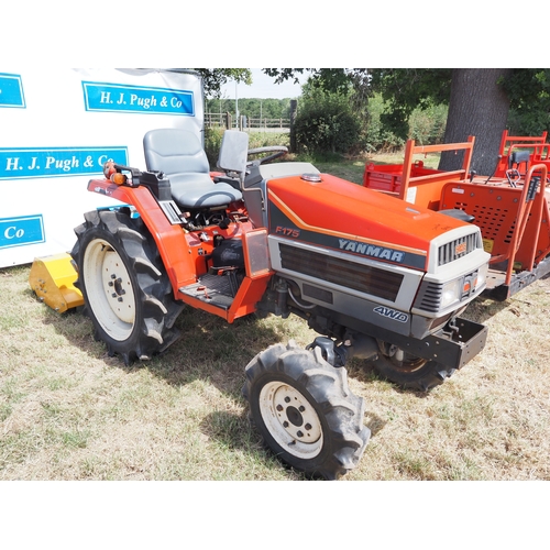 2019 - Yanmar F175 4wd compact tractor and unused flail mower. Key in office