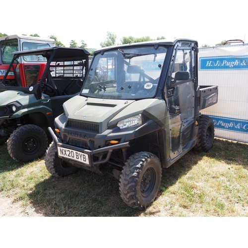 2061 - Polaris Ranger RTV. Reg. NX20 BYB. Vendor states starts and runs, has been in regular use. V5 and ke... 