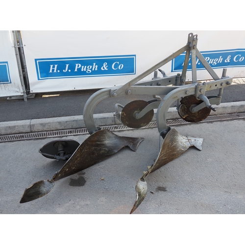 1713 - Ferguson 2 furrow plough with discs, skimmers and wheel. Type OH-AE-A28. Badged