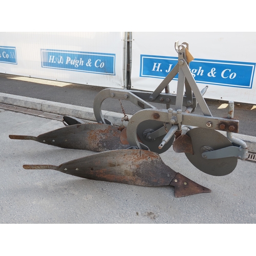1701 - Ferguson Brown 2 furrow plough with discs, skimmers and wheel. Type B10. S/n 502. Badged