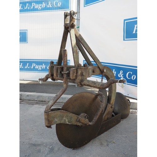 1723 - Ferguson single furrow deep digger plough with disc, skim and rear wheel. Badged