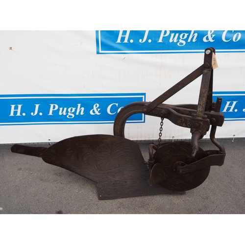 1742 - Ferguson deep digger single furrow plough with disc, skimmer and rear wheel. Type 16AG28. Badged