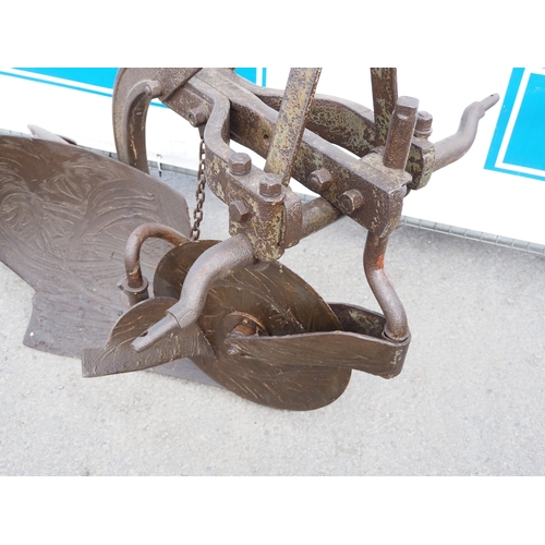 1742 - Ferguson deep digger single furrow plough with disc, skimmer and rear wheel. Type 16AG28. Badged