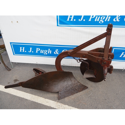 1743 - Massey Ferguson single furrow deep digger plough with disc, skimmer and rear wheel. Type 798. S/n 00... 
