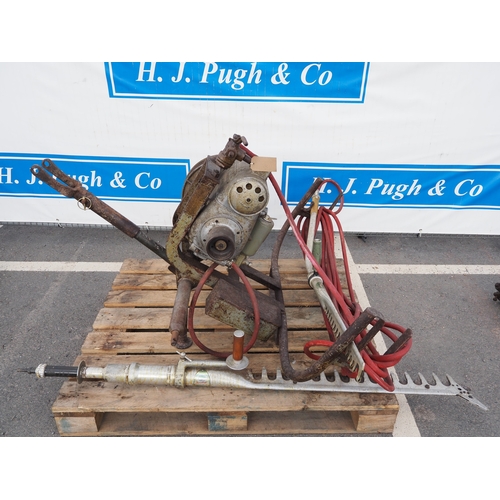 1751 - Ferguson Hydrovane compressor with toolbox, hose carrier, hose and 2 Marples hedgecutters. Model SR2... 