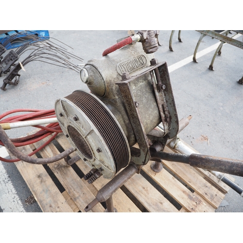 1751 - Ferguson Hydrovane compressor with toolbox, hose carrier, hose and 2 Marples hedgecutters. Model SR2... 