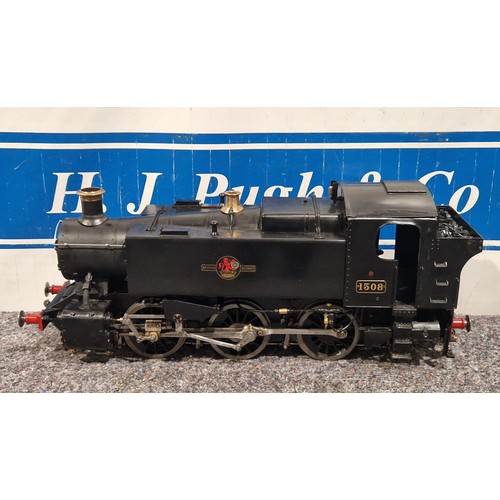5" Gauge Great Western Railway 1508 "Speedy" model steam locomotive. This engine comes with a hydraulic certificate, steam certificate expired in May 2024. Also comes with the boiler test record and old certificates.