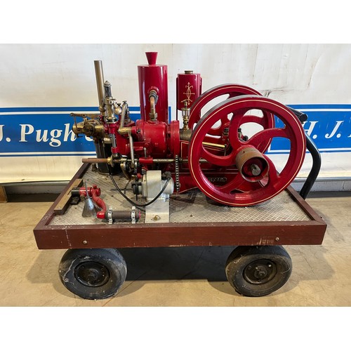 Hartop model S engine on trolley. 1922. 1.5HP. Petrol. Built by Frank Hartop & Son LTD. Comes with starting handle