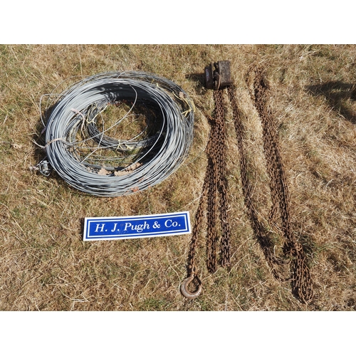 133 - Straining wire and block and tackle