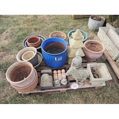 785 - Various planters and garden ornaments