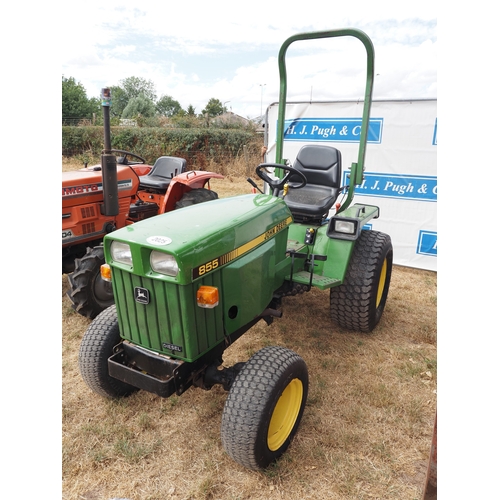 2025 - John Deere 855 compact tractor. Runs and drives. Showing 2423 hours. Key in office