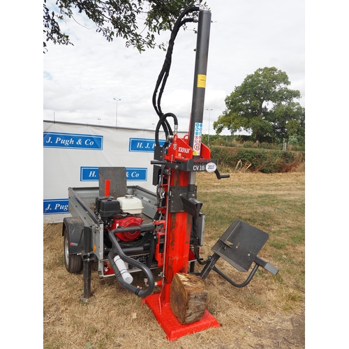 2037 - KRPAN hydraulic log splitter fitted to a single axle trailer with Honda GX390 petrol engine. 2023