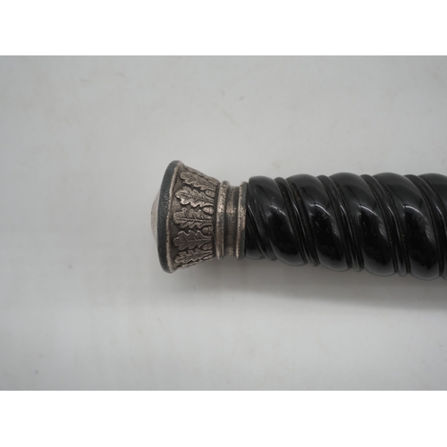 25 - WW2 German Officers Dress Dagger. With a dark wire-bound grip, detailed pommel with Eagle & Swastika... 