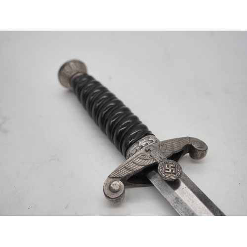 25 - WW2 German Officers Dress Dagger. With a dark wire-bound grip, detailed pommel with Eagle & Swastika... 