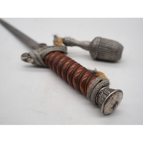 26 - WW2 German Officer's Dress Dagger. With an Red grip & wire wrap. Features detailed pommel & cross gu... 