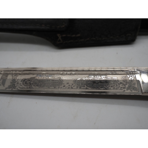 28 - WW2 German K98 Short Dress Bayonet. With a hilt featuring a chequered black grip & curved cross guar... 