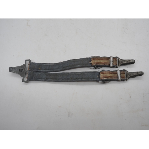 30 - WW2 German Officers Dagger Hangers. Fabric straps with oval metal buckles & decorative clips.