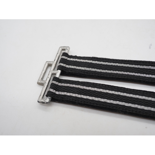 33 - WW2 German TeNo Leader Dress Dagger Hangers. Black fabric with woven silver striping & black velvet ... 