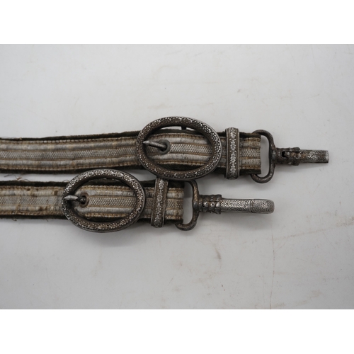 34 - WW2 German Army Officers Dagger Hangers. Pair of velvet backed brocade hanging straps for a German A... 