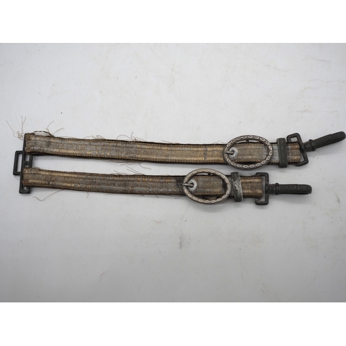 34 - WW2 German Army Officers Dagger Hangers. Pair of velvet backed brocade hanging straps for a German A... 