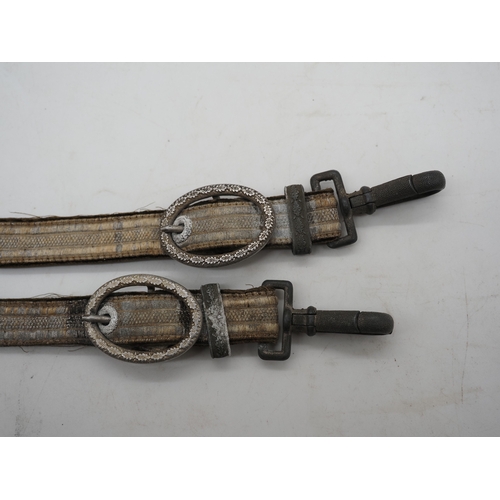 34 - WW2 German Army Officers Dagger Hangers. Pair of velvet backed brocade hanging straps for a German A... 