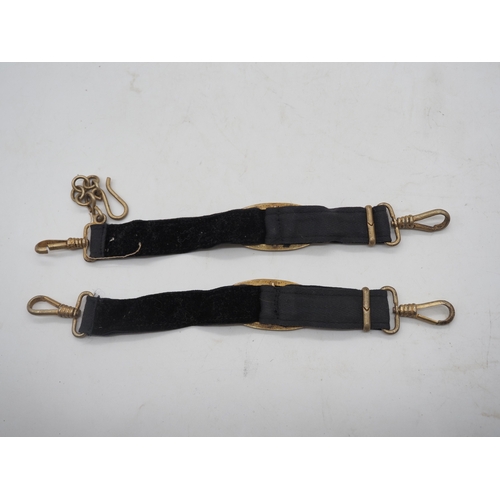 35 - WW2 German Army Officers Dagger Hangers. Pair of velvet backed brocade hanging straps for a German A... 