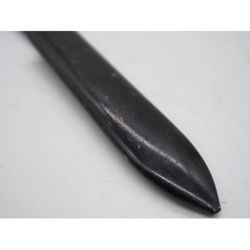 45 - German Hitler Youth Knife. With a black chequered textured grip featuring the diamond Swastika emble... 