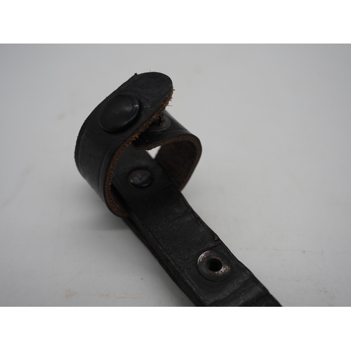 45 - German Hitler Youth Knife. With a black chequered textured grip featuring the diamond Swastika emble... 