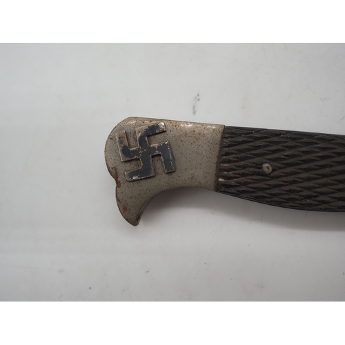 46 - WW2 German miniature K98 Parade Bayonet. Featuring a black chequered textured grip, Swastika emblem ... 