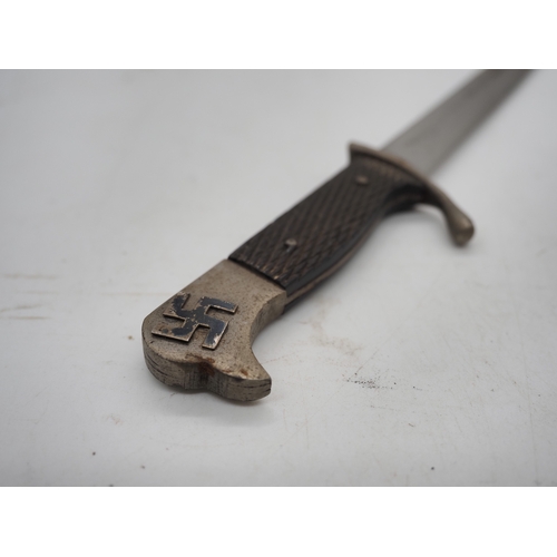 46 - WW2 German miniature K98 Parade Bayonet. Featuring a black chequered textured grip, Swastika emblem ... 