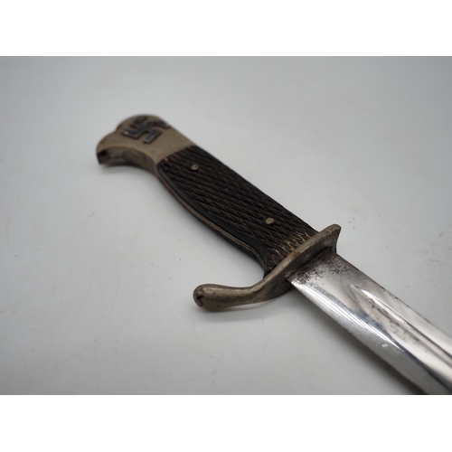 46 - WW2 German miniature K98 Parade Bayonet. Featuring a black chequered textured grip, Swastika emblem ... 