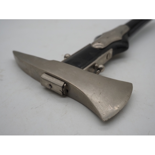 51 - German Ceremonial Fire Brigade Dress Axe. Featuring a polished head and black medal handle with 2 ha... 